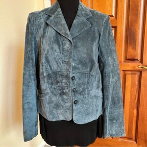 Women's Teal Suede Notch-Lapel Blazer